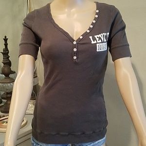 Levi's Red Tab V-Neck Button Up Henley